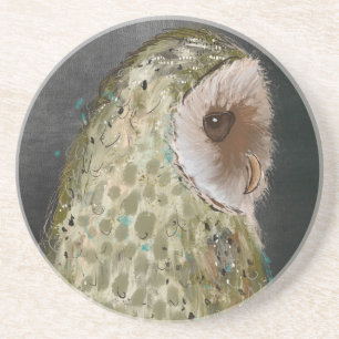 Dessous de verre en grès rond de hibou