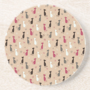 Dessous De Verre En Grès rose de motif de chats