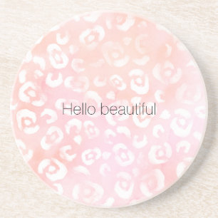 Dessous De Verre En Grès Rose Féminin Pastel Doré Léopard Animal