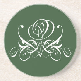 Dessous De Verre En Grès Rose fleuri blanc et vert