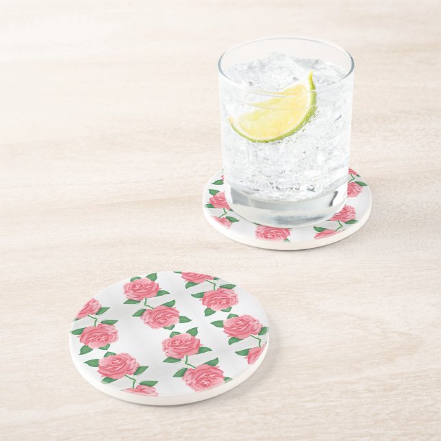 Dessous de verre en grès rose Passion (Côté)