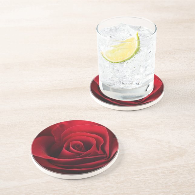Dessous De Verre En Grès Rose rouge de Valentine (Côté)