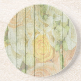 Dessous De Verre En Grès Roses Chic Pastel Shabby Sur Bois