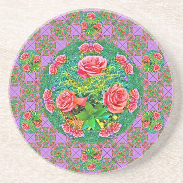Dessous De Verre En Grès Roses d'aquarelle rose (Devant)