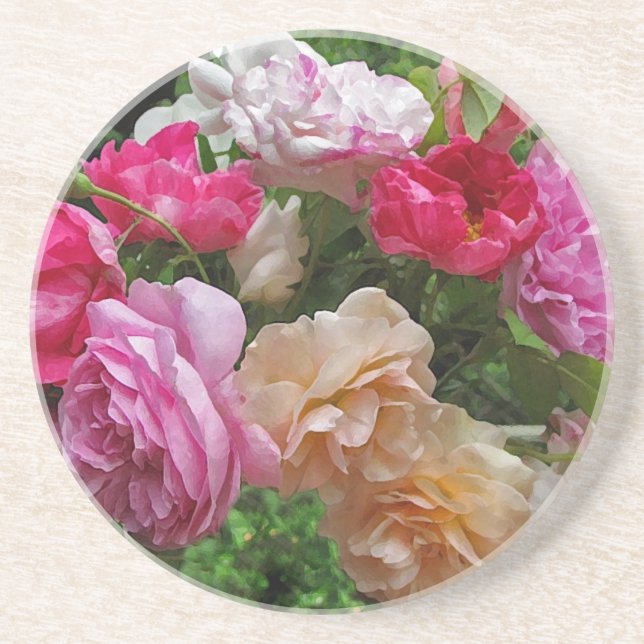 Dessous De Verre En Grès Roses démodés (Devant)