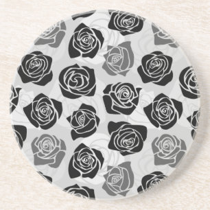 Dessous De Verre En Grès Roses Vintages chic en noir et blanc