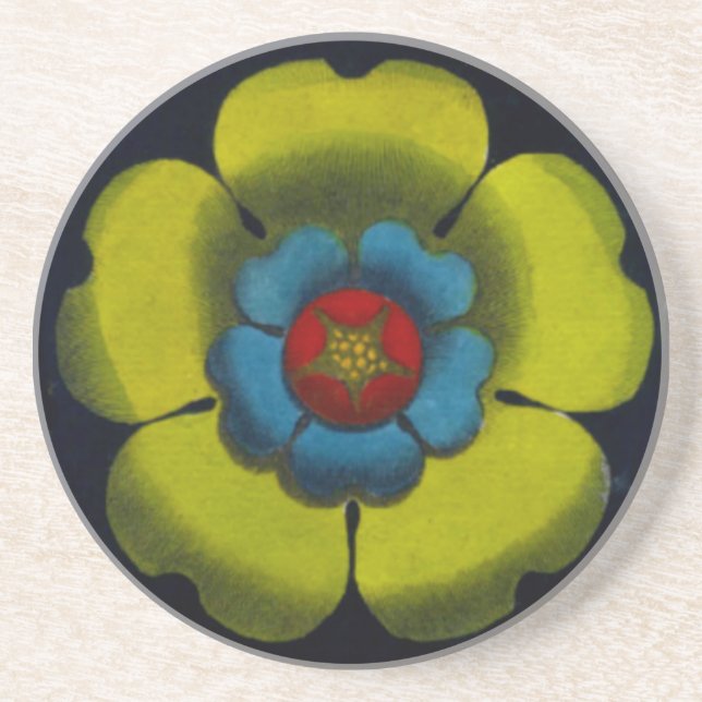 Dessous De Verre En Grès Rosette architecturale n° 6 (Devant)