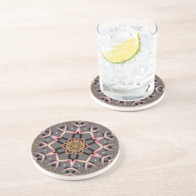 Dessous De Verre En Grès Rosette Dorée (Côté)