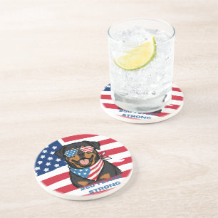Dessous De Verre En Grès Rottweiler patriotique
