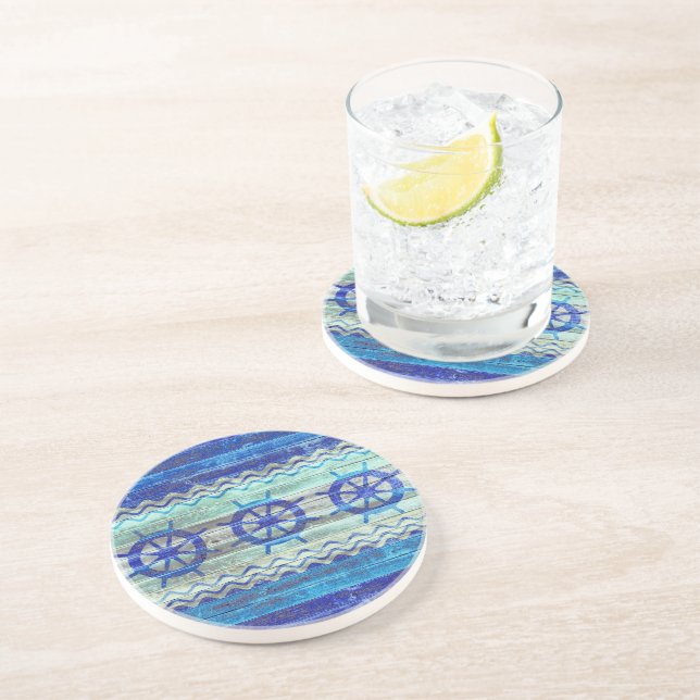 Dessous De Verre En Grès Roues côtières rustiques de bateau de décor de (Côté)