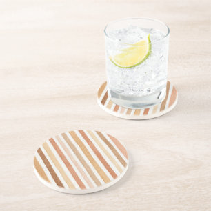 Dessous De Verre En Grès Rouge aux Lignes de Citrouille Latte