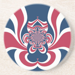 Dessous De Verre En Grès Rouge bleu Kaleidoscope