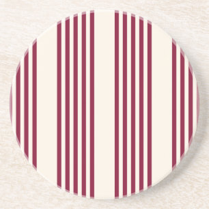 Dessous De Verre En Grès Rouge bordeaux et beige cinq rayures motif