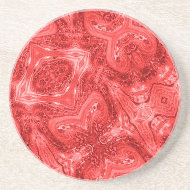 Dessous De Verre En Grès Rouge écarlate art moderne abstrait Rond Sous-verr (Devant)