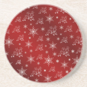 Dessous De Verre En Grès rouge, rennes, étoile, étoiles, flocon de neige, n