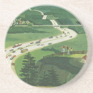 Dessous De Verre En Grès Routes Scéniques Américaines Vintage, Road Trip en