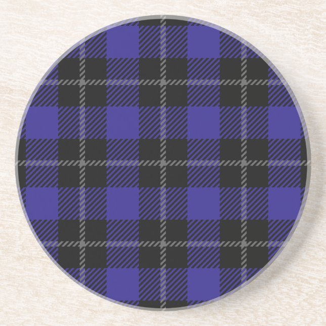 Dessous De Verre En Grès Royal Blue Black Plaid (Devant)