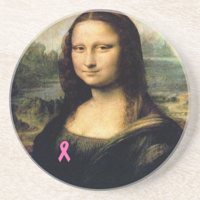 Dessous De Verre En Grès Ruban rose Mona Lisa (Devant)