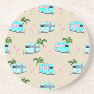 Dessous De Verre En Grès RV Beach Camping avec Flamants roses
