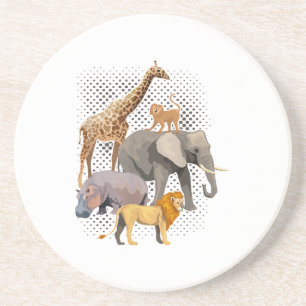 Dessous De Verre En Grès Safari Squad Africain Safari Animaux Drôle Zoo Ani