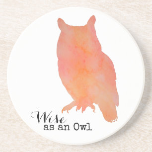 Dessous De Verre En Grès Sage comme un hibou typographie aquarelle