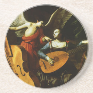 Dessous De Verre En Grès Saint Cecilia et l'ange par Carlo Saraceni