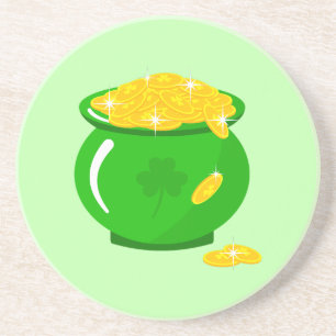Dessous De Verre En Grès Saint Patrick's Day Shamrock Pot of Gold Celtic Kn