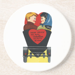 Dessous De Verre En Grès Saint-Valentin Rétro Vintage, Amour et Romance