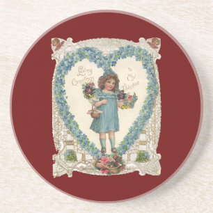 Dessous De Verre En Grès Saint-Valentin victorien vintage, Couronne de cœur