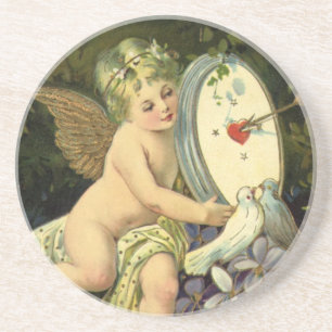 Dessous De Verre En Grès Saint-Valentin victorien vintage, oiseaux d'amour 