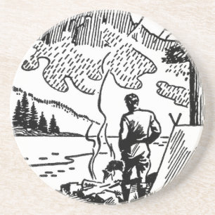 Dessous De Verre En Grès Sandstone Camping Rétro