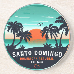 Dessous De Verre En Grès Santo Domingo République dominicaine Retro Sunset