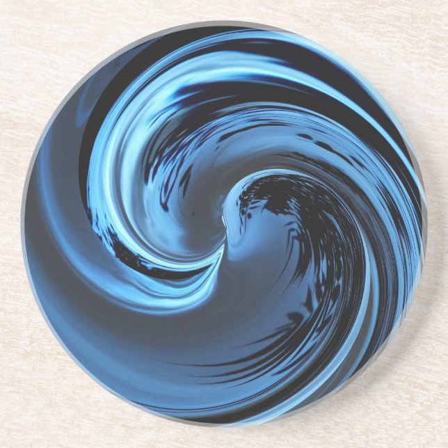 Dessous De Verre En Grès Sapphire Blue Island Wave (Devant)