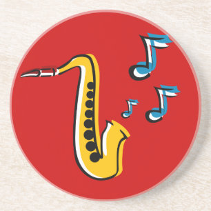 Dessous De Verre En Grès Saxophone Jazz avec Notes Dessous de Verre Grès