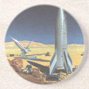 Dessous De Verre En Grès Science-fiction vintage Planète désertique avec ro