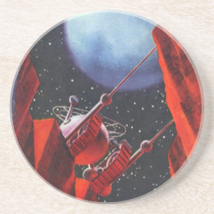 Dessous De Verre En Grès Science-fiction vintage, rover lunaire spatial de 