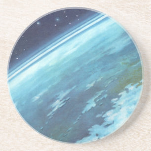 Dessous De Verre En Grès Science-fiction vintage, Terre de nuit avec étoile