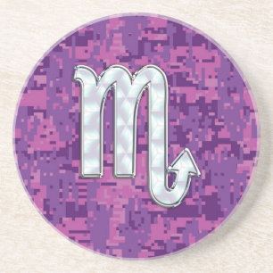 Dessous De Verre En Grès Scorpio Zodiac Sign on Pink Fuchsia Digital Camo