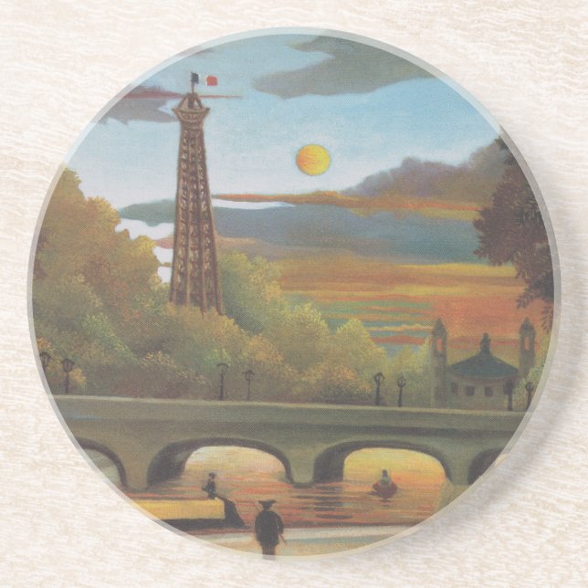Dessous De Verre En Grès Seine et Tour Eiffel au coucher du soleil par Henr (Devant)
