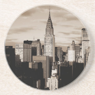 Dessous De Verre En Grès Sepia New York City - Croquis