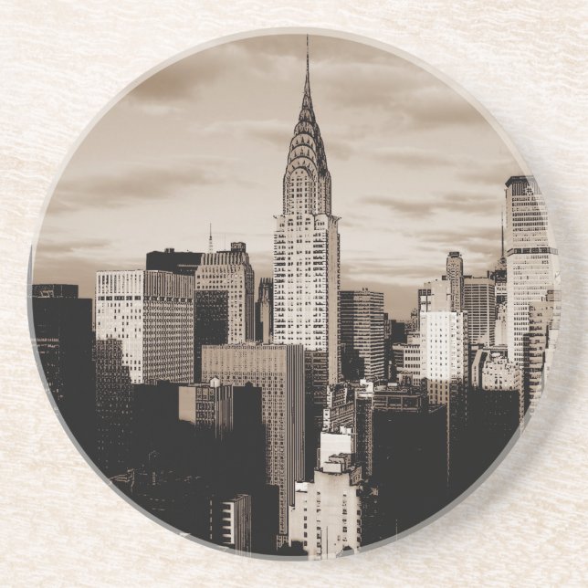 Dessous De Verre En Grès Sepia New York City - Croquis (Devant)