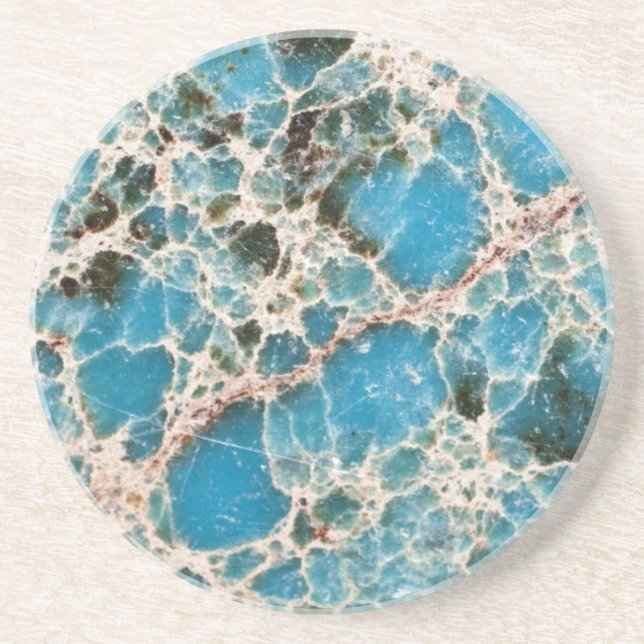 Dessous De Verre En Grès Série Gemstone - Mosaïque Turquoise (Devant)