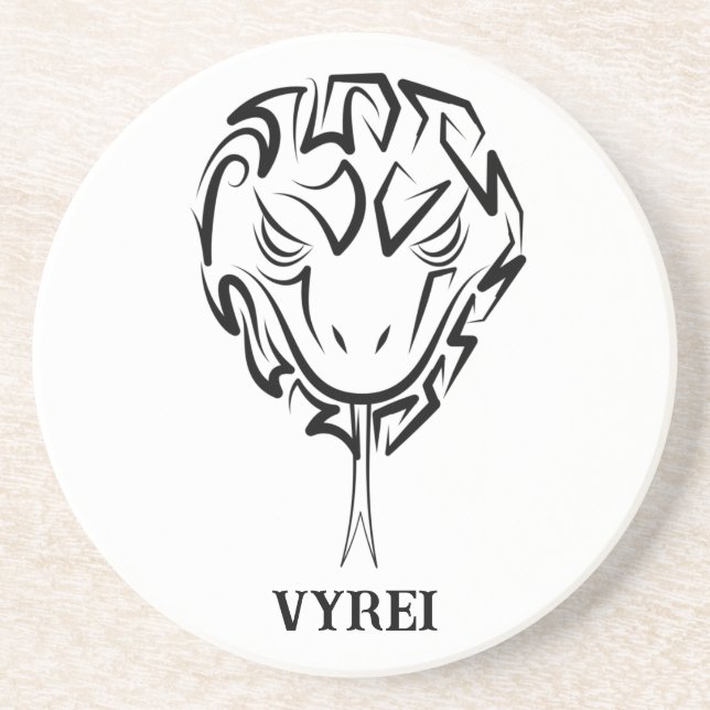 Dessous De Verre En Grès Serpent tribal noir et blanc (Devant)