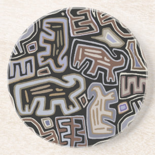 Dessous De Verre En Grès Shaman Peyote Serpent spirituels rituels