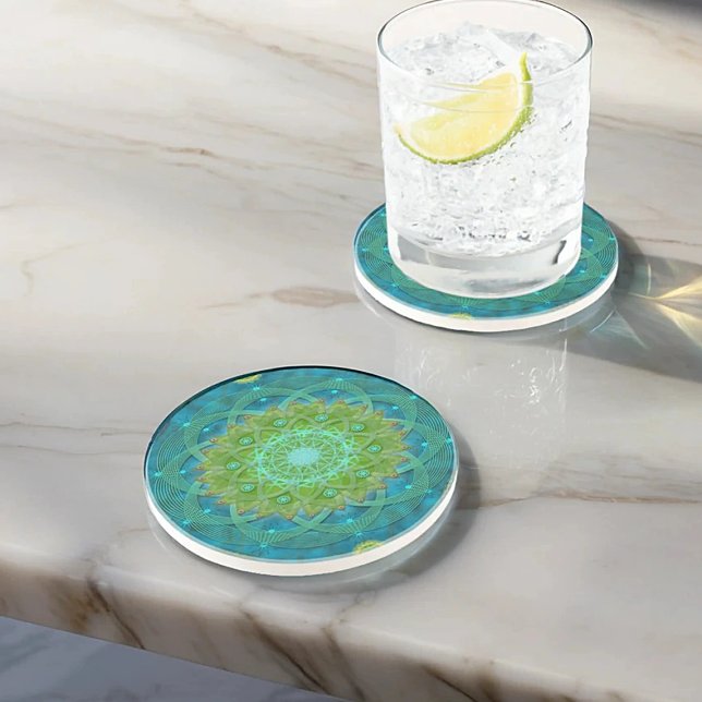 Dessous De Verre En Grès Shambala Tantric Nymphaea mandala art (Créateur téléchargé)