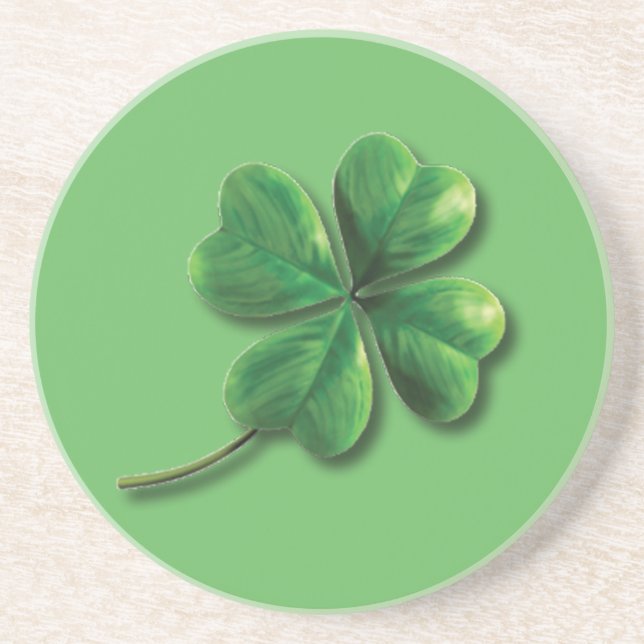 Dessous De Verre En Grès Shamrock irlandais vert moderne (Devant)