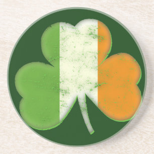 Dessous De Verre En Grès Shamrock irlandais vintage de drapeau