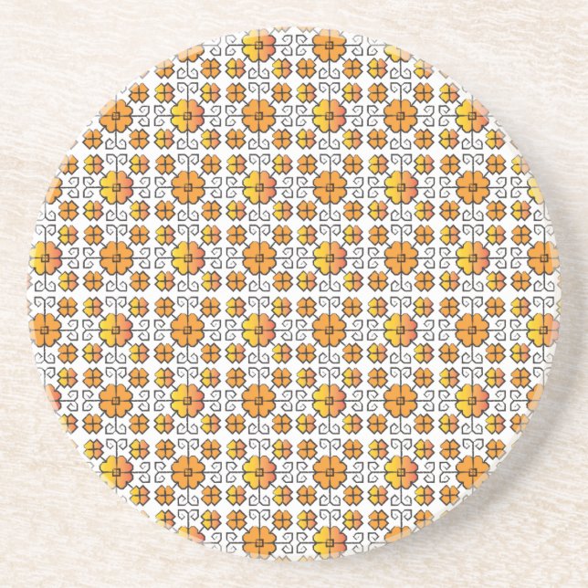 Dessous De Verre En Grès Signal traditionnel letton SUN motif géométrique V (Devant)