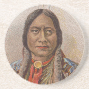 Dessous De Verre En Grès Signaux de fumée : Lakota Indian Chief Sitting Bul