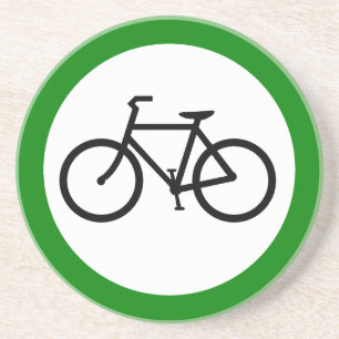 Dessous De Verre En Grès Signe de route du trafic de bicyclette